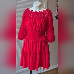 Elegant Red Lace Women's Dress